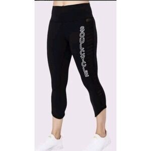 LULULEMON SoulCycle Crop Mesh Leggings Black Cropped Active Detail Leg 4 Yoga